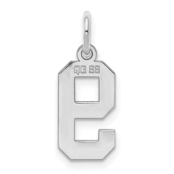 Sterling Silver, Athletic Collection, Small Polished Number 9 Pendant - Picture 3 of 5